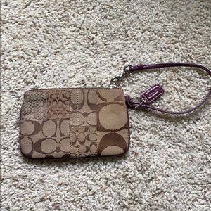 Coach brown & purple wristlet. Authentic.
